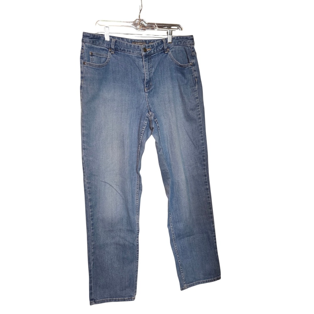 Liz Claiborne Womens Straight Leg Jeans Medium Wash Blue Size 14L Denim Pants